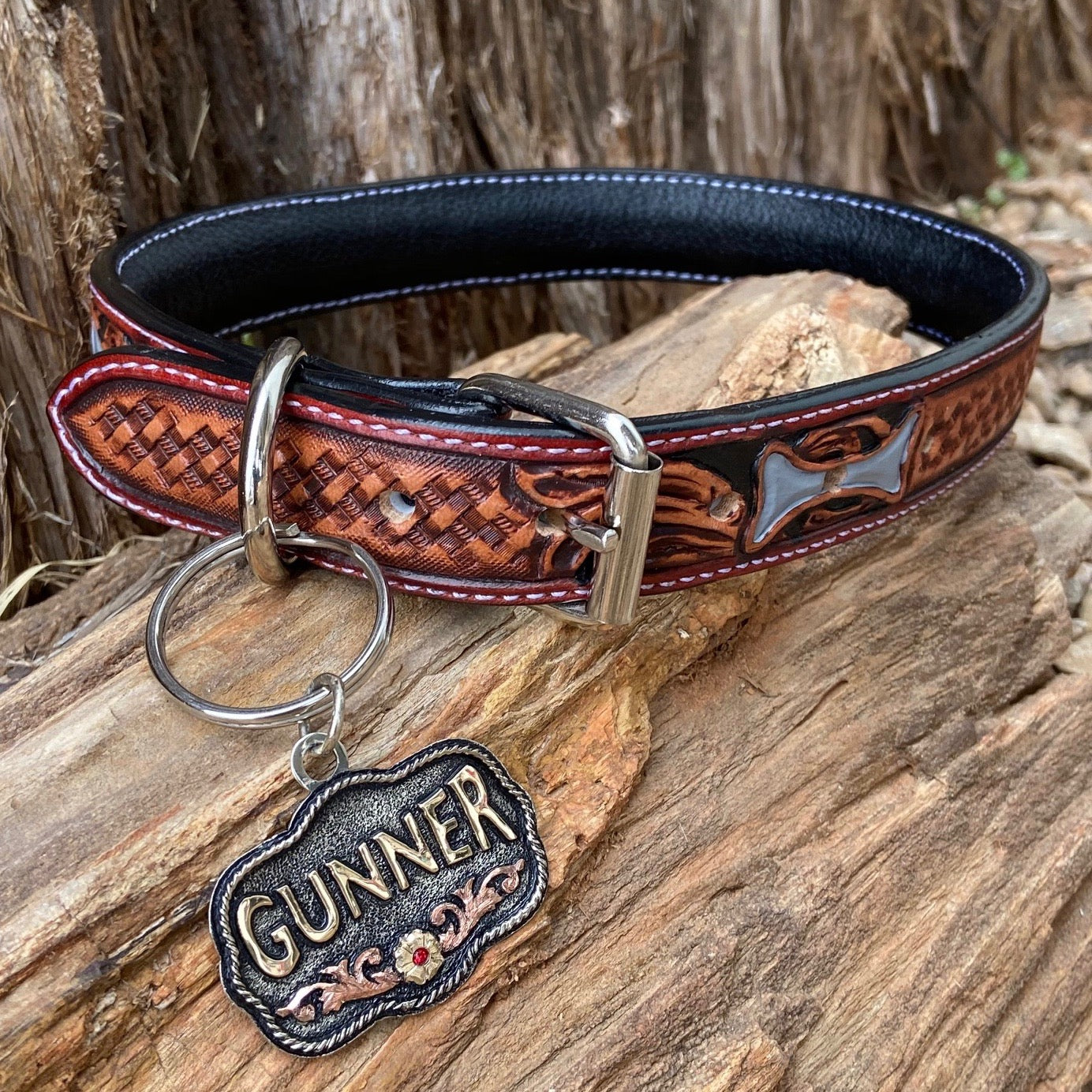 Leather Dog Collar with Custom Tag 3. – Shea Michelle Buckles
